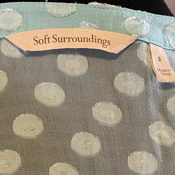 Soft Surroundings Top Blue Silk S Swiss Dot Pearl Buttons Dainty Feminine Shirt - Picture 9 of 10